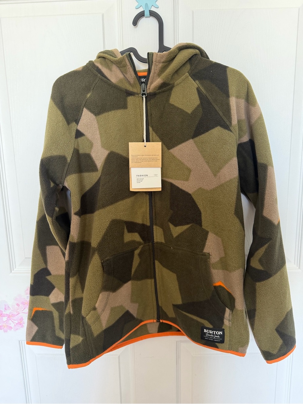 Burton Kids' Green Camo Fleece Hoodie Jacket 14/16 size L